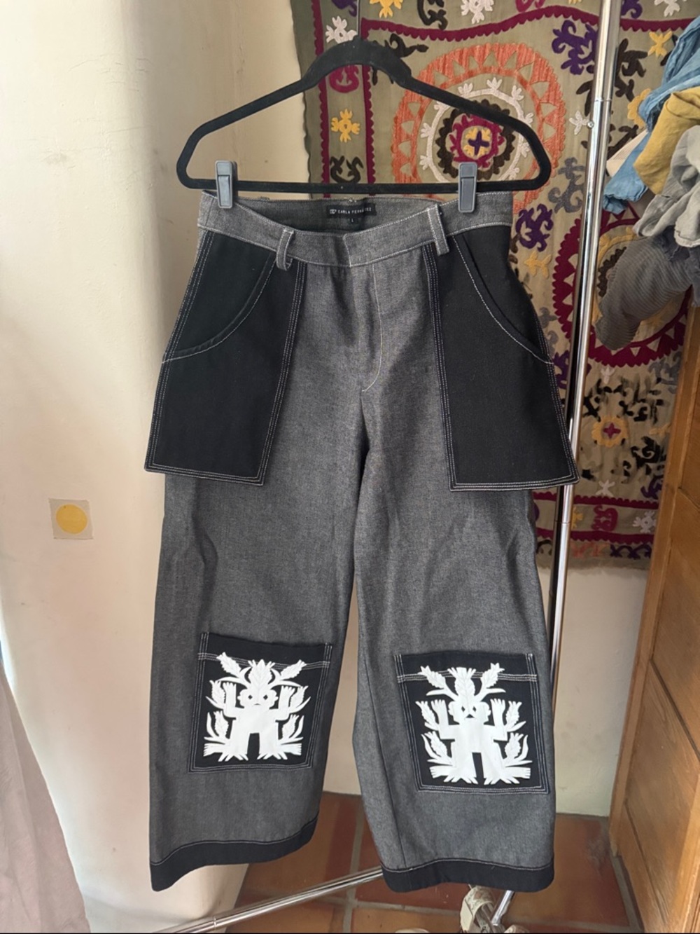 Carla Fernandez pant with leather applicé